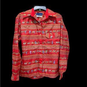 Obermeyer nylon wind shirt L reindeer holiday alpine ski top 60s 70s vintage